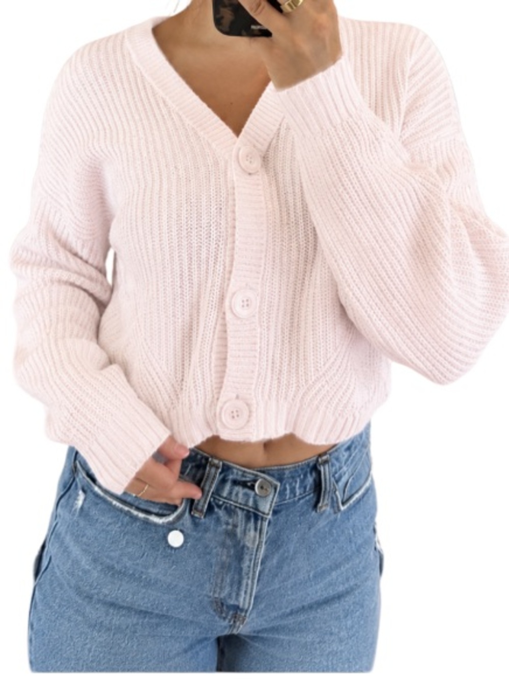 Hollister Knit pointelle Cropped Cardigan